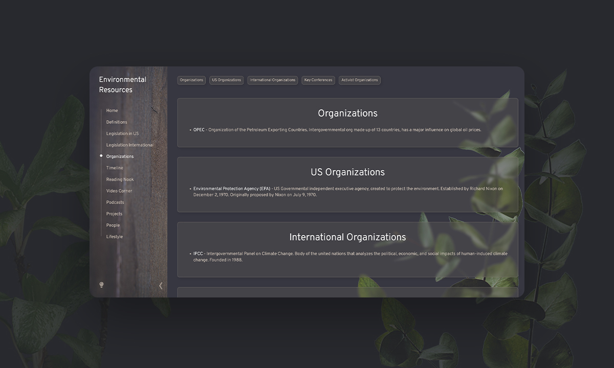 Environmental Resources Website